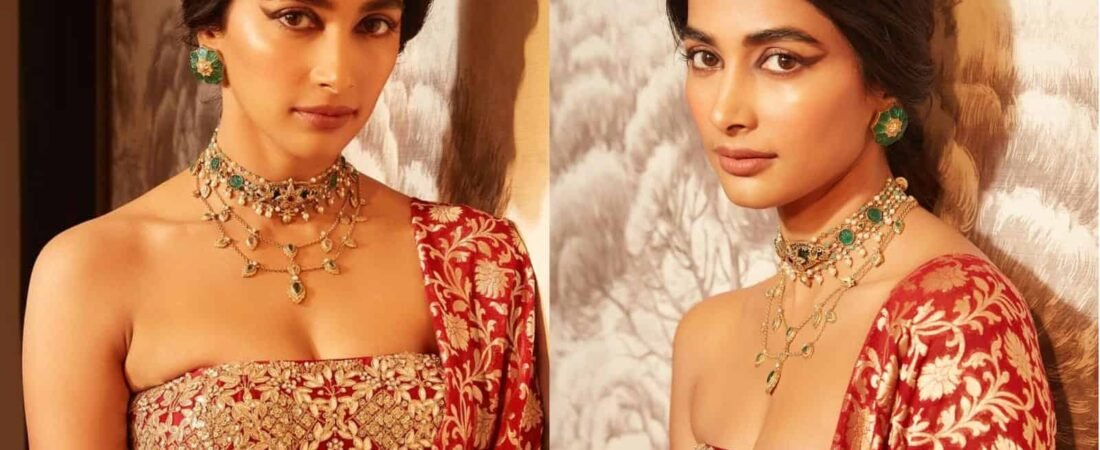 Pooja Hegde’s Red Saree Steals Show at Vijay Launch