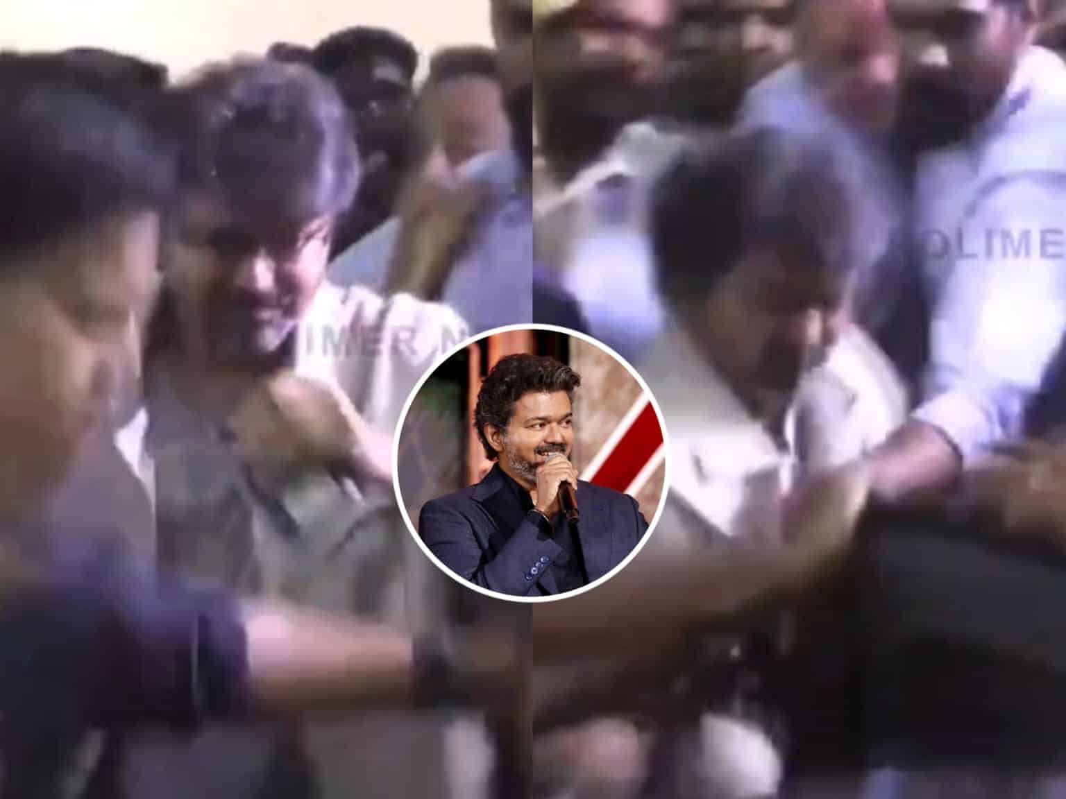 Video: Thalapathy Vijay Mobbed by Fans, Falls at Chennai Airport